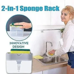 Tvålpump Dispenser Svamp Hållare 2 i 1, Diskmedel Tvålpump Dispenser Box, Tvålpump Dispenser, Spo