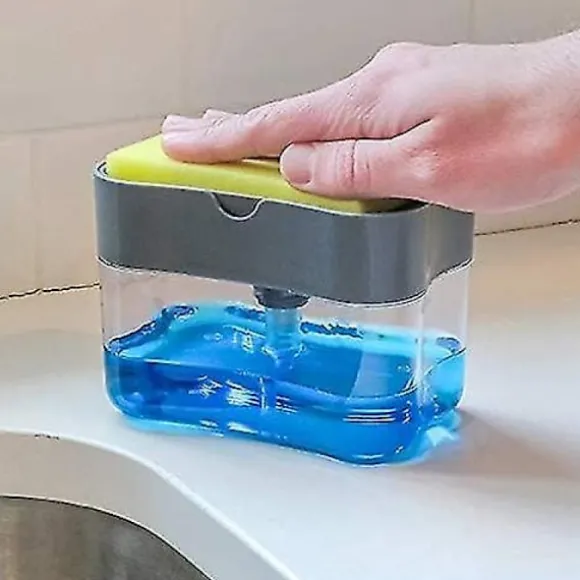 Tvålpump Dispenser Svamp Hållare 2 i 1, Diskmedel Tvålpump Dispenser Box, Tvålpump Dispenser, Spo