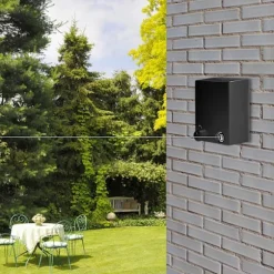 Tvättlina, Retractable Klädtorklina, Rostfritt Stål Utdragbar Tvättlina, Justerbar 4,2M Tvättlina Rep(Svart) Black