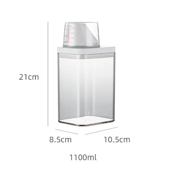 Tvättmedelsbehållare med måttskala och lufttät design - 1100ml