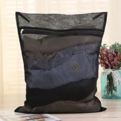 -Tvättpåse Tvättmaskin Set med 2 Mesh Tvättpåse Tvättpåsar med dragkedja Tvättpåse XL Stor storlek för ömtåliga blusar skjortor (60x60cm, svart)