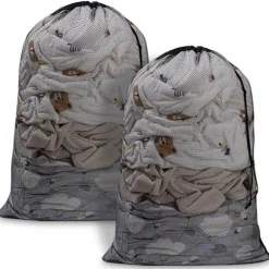 Tvättpåse Tvättpåse Stor för Tvättmaskin Tvättpåse för BH, Underkläder, Strumpor, Strumpbyxor, Strumpor och Babykläder 60 x 90 cm (2-pack Svart)