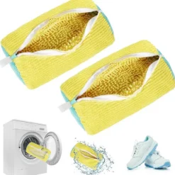 Tvättväska för sneakers, 2-pack tvättpåsar med dragkedja, skotvättpåse, tvättväska för sneakers för tvättmaskin