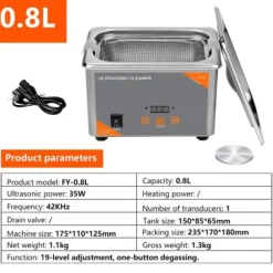 Ultraljud Cleaner 35W Digital Time 800ml Ultraljud Tvättmaskin Maskin