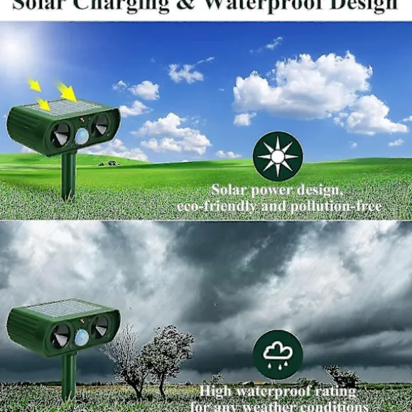 Ultraljud Kattskrämma, Solar Djurfördrivare Ultraljudsskydd Vattentät Med Rörelsedetektor Och Blixt, Mårdskrämma Solar Djuravvisare Hundskr