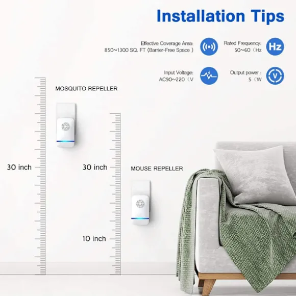 Ultraljud skadedjursbekämpare, elektroniska insektsfällor, 4-pack för inomhusbruk, plug-in mygg- och spindelavvisare, effektiv råttavvisare