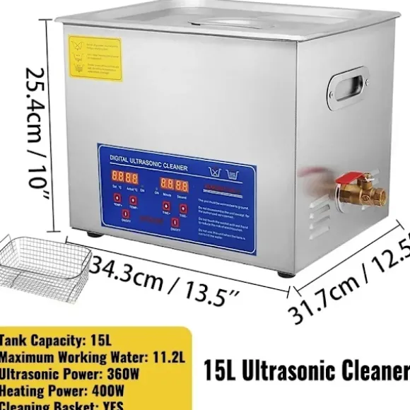 Ultraljudsrengörare, 6L kapacitet, rostfritt stål, 40kHz frekvens,15L