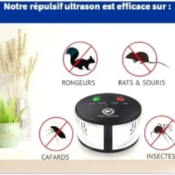 Ultraljudsskrämma 360° mot råttor, möss, gnagare, kackerlackor och insekter. Kraftfulla variabla frekvenser, en räckvidd på 550 m2.