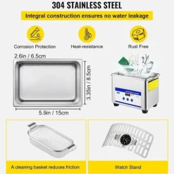 Ultraljudstvätt-Duoku-0,8 L-Digital Timer-Rostfritt stål-35 W
