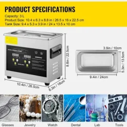 Ultraljudstvätt-Duoku-3 L-Digital Professionell Laboratorietvätt med Timer