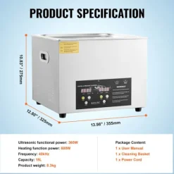 Ultrasonic Cleaner-Duoku-15 L-med Timer, Uppvärmning 600 W, Ultrasonic Effekt 360 W
