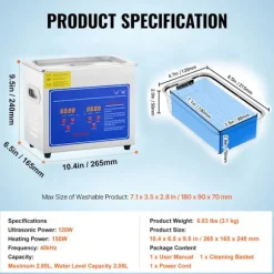 Ultrasonisk Rengörare-Duoku-2,85 L-Digital Timer och Värme-Rostfritt Stål-40kHz