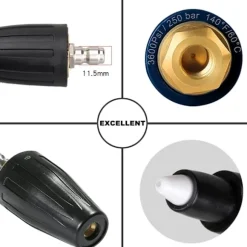 Universal Rotationsmunstycke för Högtryckstvätt, 3600 PSI 250 Bar, 1/4 Snabbkoppling Rotationsmunstycke Rengöring