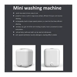 Uppladdningsbar 5L Mini Tvättmaskin 5/10/20 Minuters Tvättid Portabel Tvättmaskin för Strumpor Underkläder