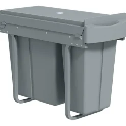 Utdragbar soptunna för kök, 2 avtagbara hinkar, 30 l, metall