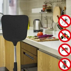 Utdragbara Flugsmällor 2-pack, med Teleskophandtag i Rostfritt Stål 28,5 cm till 75 cm (Svart & Röd)