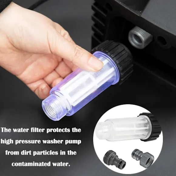 Vattenfilter för högtryckstvätt 3/4" anslutning med 2 plugganslutningar Antisandfilter för vattenpump Kompatibel med Kärcher K2-K7 för Ga
