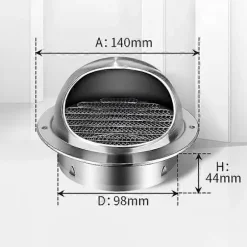 Ventilationsgaller, torktumlare avgasventil väggventil rostfritt stål runt ventilationsgaller för HVAC-system