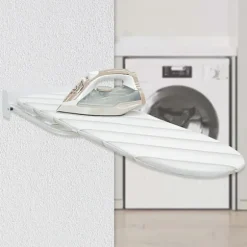 Väggmonterad Strykbräda 180 Graders Rotation Hängande för Vardagsrum Litet Utrymme Vit Grå White Gray 92cmx31cm