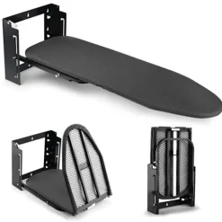 Väggmonterat Strykbord 92x31cm Väggmonterat Litet utrymme - HÖJDJUSTERING - för Ångstrykjärn/elektriskt - Svart