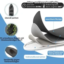 Väggmonterat Strykbord 92x31cm Väggmonterat Litet utrymme - HÖJDJUSTERING - för Ångstrykjärn/elektriskt - Svart