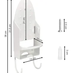 Väggmonterat Strykbräde med 2 PBT-krokar 13,3 x 29,4 cm