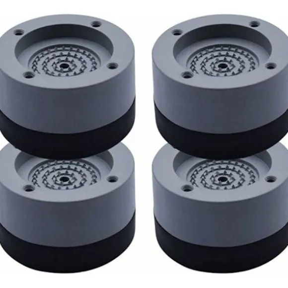 Vibrationsdämpare, set om 4, antivibrationsmattor, vibrationsdämpare för tvättmaskiner och torktumlare, 4 cm (grå, 4 cm)