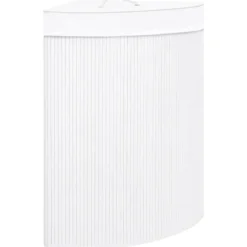 vidaXL Hörntvättkorg Bambu Vit 60 L Vit white