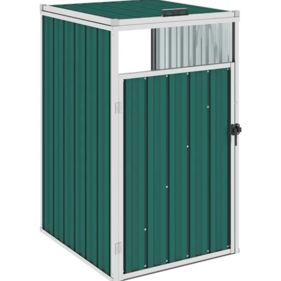 vidaXL Skjul till sopkärl grön 72x81x121 cm stål Grön
