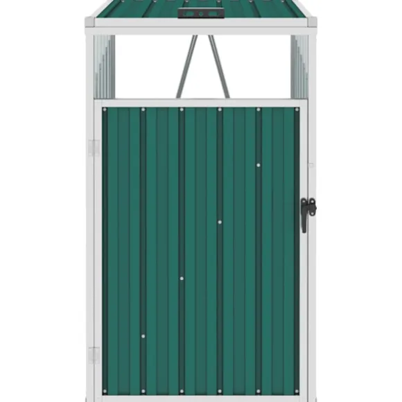 vidaXL Skjul till sopkärl grön 72x81x121 cm stål Grön