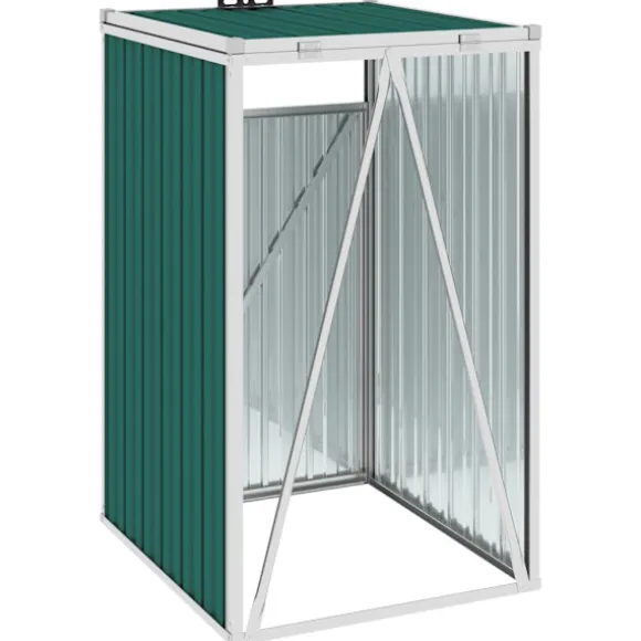 vidaXL Skjul till sopkärl grön 72x81x121 cm stål Grön