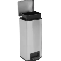vidaXL Soptunna med pedal anti-fingeravtryck 30L silver rostfritt stål Silver