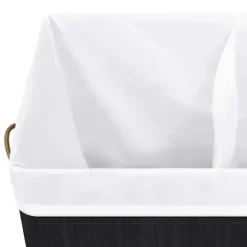 vidaXL Tvättkorg bambu med 2 sektioner svart 100 L Svart