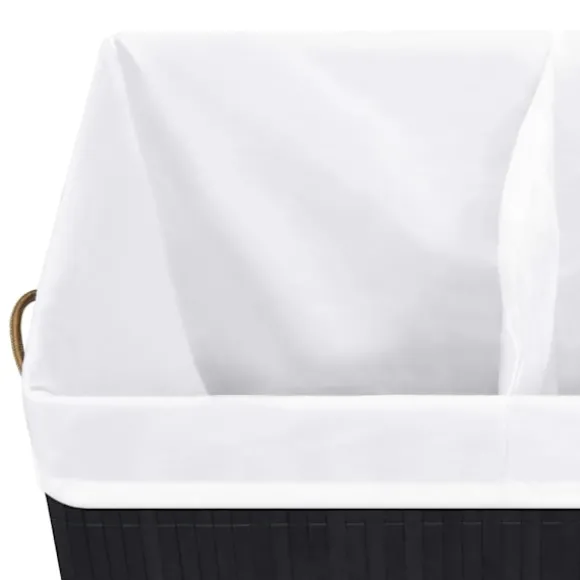 vidaXL Tvättkorg bambu med 2 sektioner svart 100 L Svart