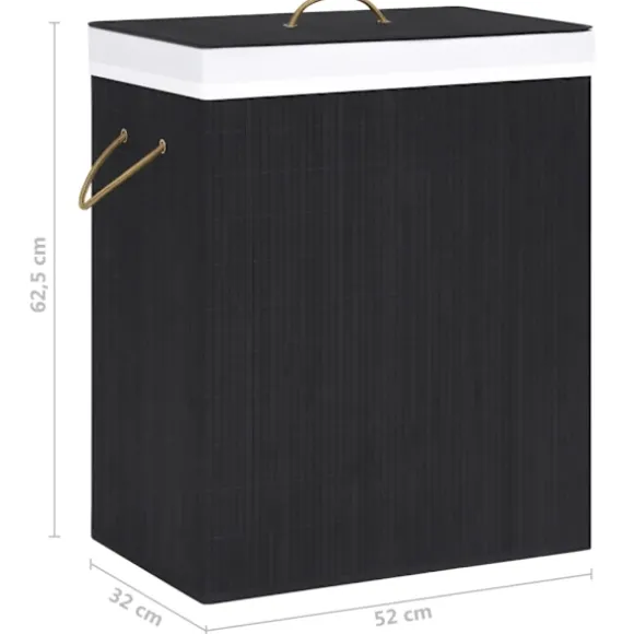 vidaXL Tvättkorg bambu med 2 sektioner svart 100 L Svart