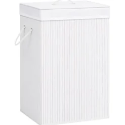 vidaXL Tvättkorg bambu med 1 sektion vit Vit