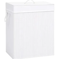 vidaXL Tvättkorg bambu med 2 sektioner vit 100 L Vit