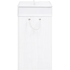 vidaXL Tvättkorg bambu med 2 sektioner vit 100 L Vit