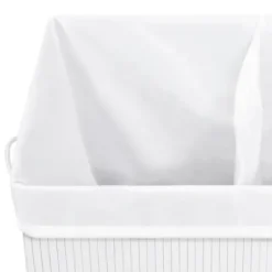 vidaXL Tvättkorg bambu med 2 sektioner vit 100 L Vit