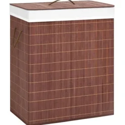 vidaXL Tvättkorg bambu med 2 sektioner brun 100 L Brun