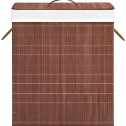 vidaXL Tvättkorg bambu med 2 sektioner brun 100 L Brun
