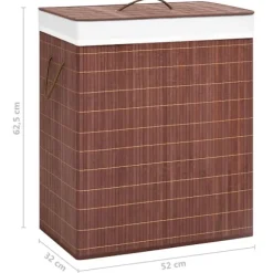vidaXL Tvättkorg bambu med 2 sektioner brun 100 L Brun