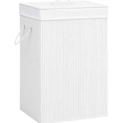 vidaXL Tvättkorg bambu med 2 sektioner vit 72 L Vit