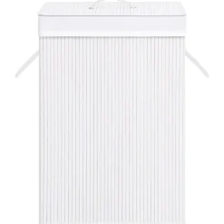 vidaXL Tvättkorg bambu med 2 sektioner vit 72 L Vit