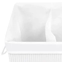vidaXL Tvättkorg bambu med 2 sektioner vit 72 L Vit