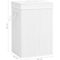vidaXL Tvättkorg bambu med 2 sektioner vit 72 L Vit