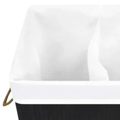 vidaXL Tvättkorg bambu med 2 sektioner svart 72 L Svart