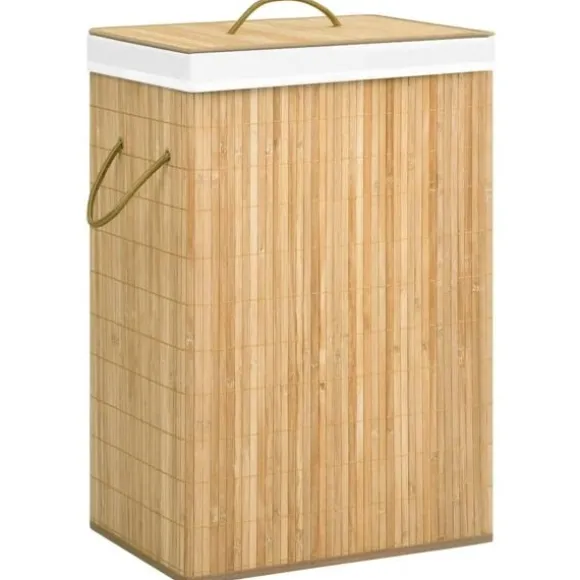 vidaXL Tvättkorg bambu med 2 sektioner 72 L Brun
