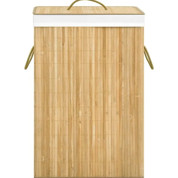 vidaXL Tvättkorg bambu med 2 sektioner 72 L Brun
