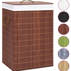 vidaXL Tvättkorg bambu med 2 sektioner brun 72 L Brun
